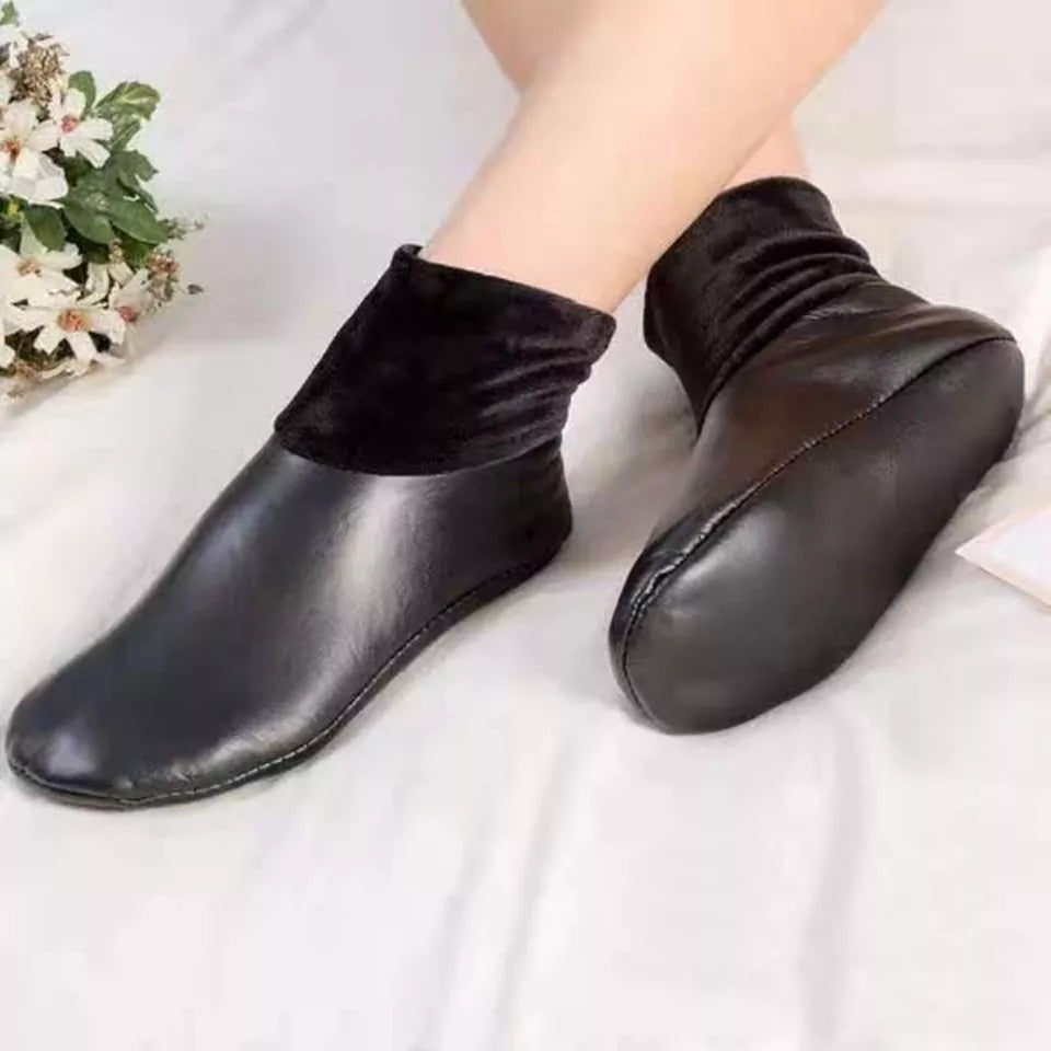 Winter Warm PU Leather Non-Slip Socks For Men Women